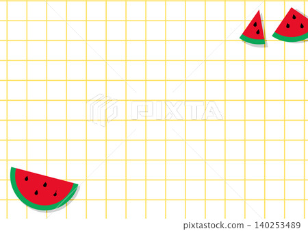 Summer background with watermelon and retro yellow grid Summer background with watermelon and retro yellow grid 140253489