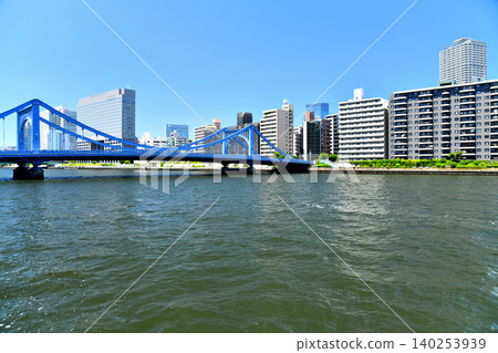View of the area around Kiyosubashi Bridge (Sumida River) from the left bank upstream (Chuo Ward, Tokyo) [May 2026] 140253939