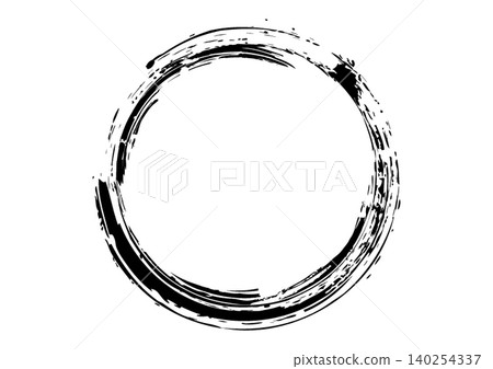 Ink brush circular frame Japanese style brush circle material 1 140254337