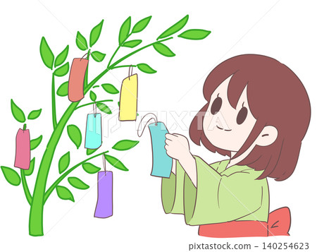 女孩七夕竹製裝飾品 140254623