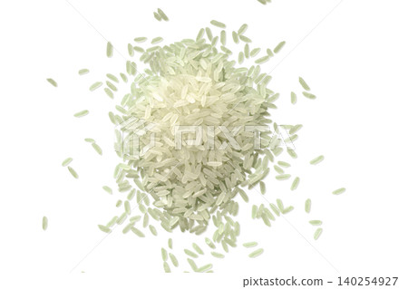 Pile of raw long grain rice top view Pile of raw long grain rice top view 140254927