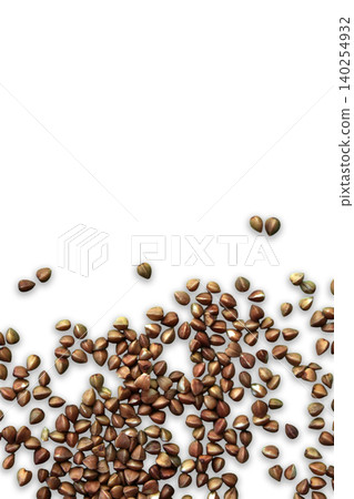 Buckwheat grains frame with text copy space. Vertical Buckwheat grains frame with text copy space. Vertical 140254932