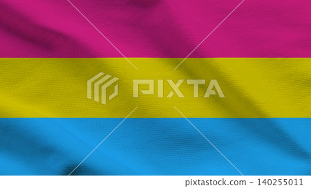 Pansexual Pride Flag Textured Fabric Background Pansexual Pride Flag Textured Fabric Background 140255011