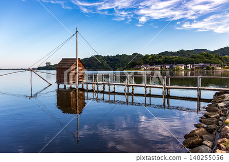 A tranquil morning view of the lake and sky. 140255056