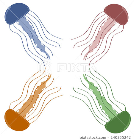 Colorful jellyfish vector illustration set isolated on white background. Colorful jellyfish vector illustration set isolated on white background. 140255242