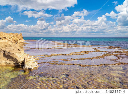 Rocky seashore. Rosh Hanikra nature reserve. Israel Rocky seashore. Rosh Hanikra nature reserve. Israel 140255744