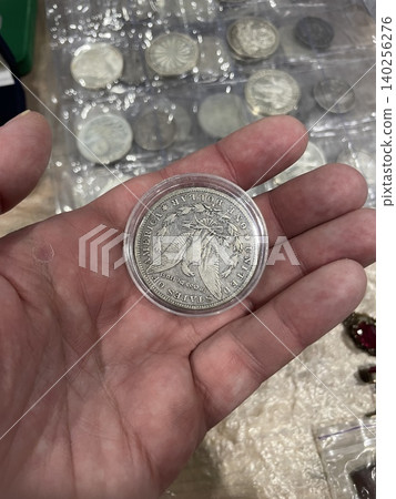 Retro coins from exhibition display Retro coins from exhibition display 140256276