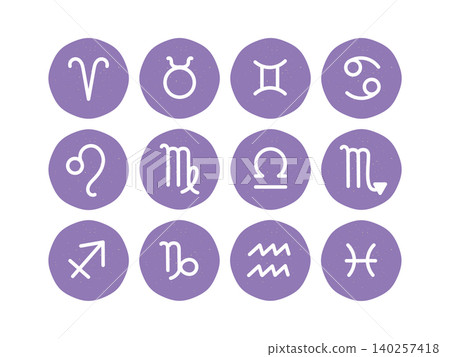 Purple zodiac sign icon illustrations Purple zodiac sign icon illustrations 140257418