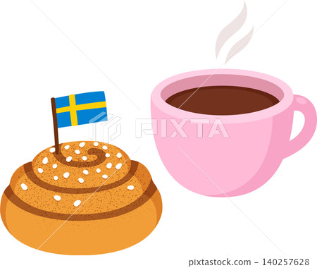 Fika, Swedish coffee with cinnamon roll Fika, Swedish coffee with cinnamon roll 140257628