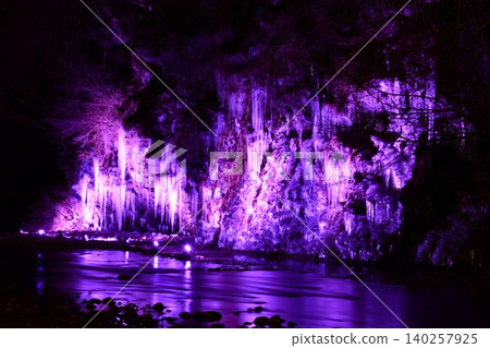 Lighted ice pillar Lighted ice pillar 140257925