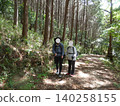 Hikers walking along the path leading to the Akaiwa Ridge at Akaiwa Temple in Toyohashi City. 140258155