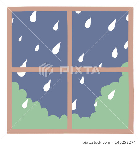 Square lattice window frame, heavy rain Square lattice window frame, heavy rain 140258274