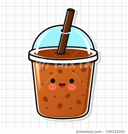 Iced coffee cup sticker design 140258391