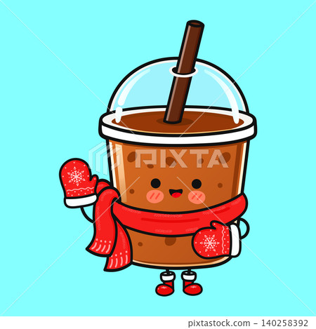 Iced coffee cup winter character Iced coffee cup winter character 140258392