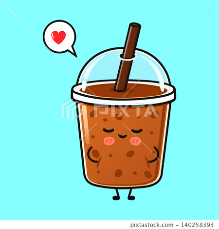 Iced coffee cup love bubble character Iced coffee cup love bubble character 140258393