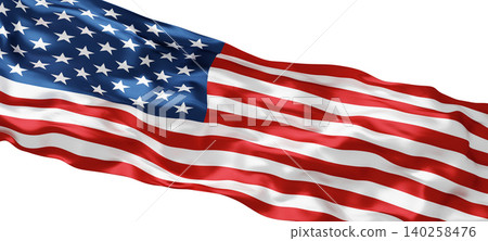 American flag flowing isolated on white background 3D render American flag flowing isolated on white background 3D render 140258476