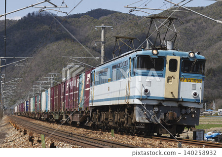 EF65 container freight train running on the Sanyo Main Line EF65 container freight train running on the Sanyo Main Line 140258932