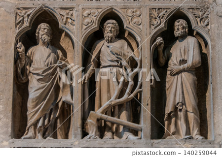 Reims Cathedral interior western facade gothic stone statues of prophets Reims Cathedral interior western facade gothic stone statues of prophets 140259044