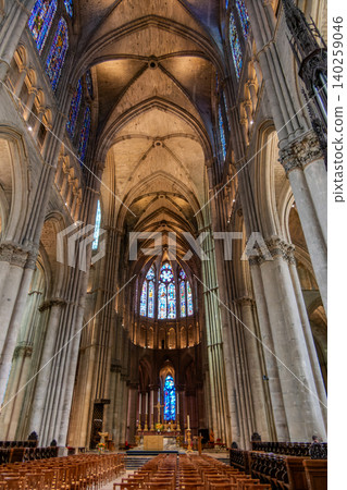Inside the Reims Cathedral Nave and Altar France Inside the Reims Cathedral Nave and Altar France 140259046