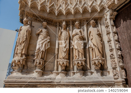Reims Cathedral South Portal Gothic Statues France Reims Cathedral South Portal Gothic Statues France 140259094