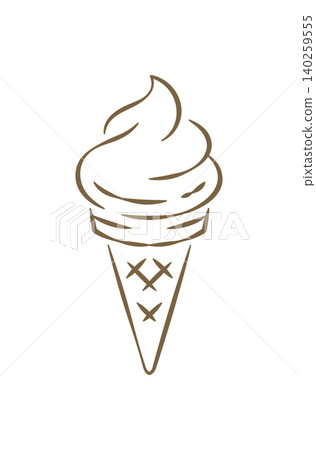 A Soft Serve Ice Cream In A Waffle Cone Hand Drawn Vector Illustration A Soft Serve Ice Cream In A Waffle Cone Hand Drawn Vector Illustration 140259555