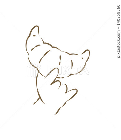 A Hand Holding A Fresh Buttery Croissant Hand Drawn Vector Illustration A Hand Holding A Fresh Buttery Croissant Hand Drawn Vector Illustration 140259560