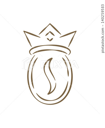A Royal Coffee Bean With A Crown For Premium Quality Vector Illustration 140259583