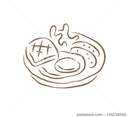 A French Breakfast With A Croissant And Coffee Hand Drawn Vector Illustration A French Breakfast With A Croissant And Coffee Hand Drawn Vector Illustration 140259588