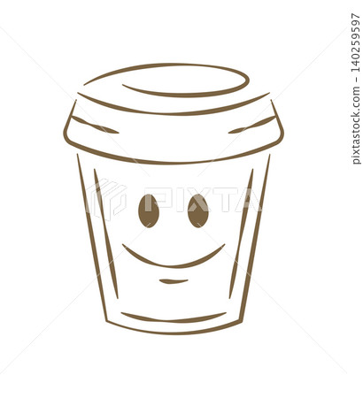A Cute Kawaii Takeaway Coffee Cup With A Happy Face Vector Illustration A Cute Kawaii Takeaway Coffee Cup With A Happy Face Vector Illustration 140259597