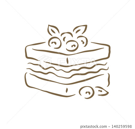 A Sweet Sandwich With Berries And Cream For Breakfast Vector Illustration A Sweet Sandwich With Berries And Cream For Breakfast Vector Illustration 140259598