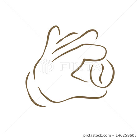 A Hand Holding A Single Roasted Coffee Bean For Inspection Vector Illustration A Hand Holding A Single Roasted Coffee Bean For Inspection Vector Illustration 140259605