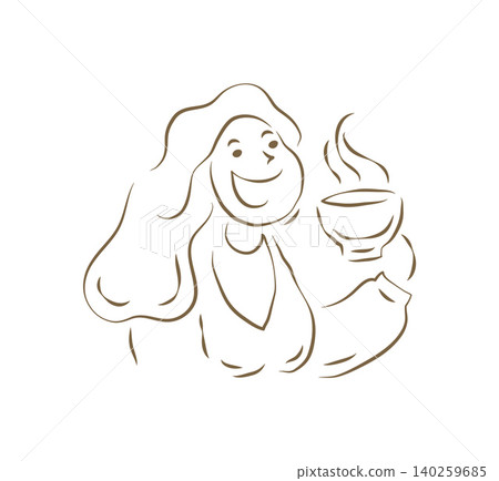 A Happy Woman With Long Hair Holding Two Delicious Cupcakes Vector Illustration A Happy Woman With Long Hair Holding Two Delicious Cupcakes Vector Illustration 140259685