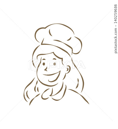 A Portrait Of A Cheerful Female Baker In A Chef's Hat Vector Illustration A Portrait Of A Cheerful Female Baker In A Chef's Hat Vector Illustration 140259686