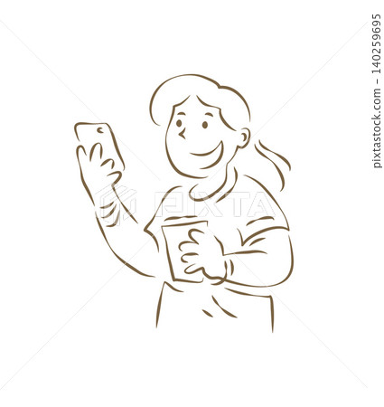 A Cheerful Little Girl With Pigtails Holding Up A Pastry Vector Illustration A Cheerful Little Girl With Pigtails Holding Up A Pastry Vector Illustration 140259695