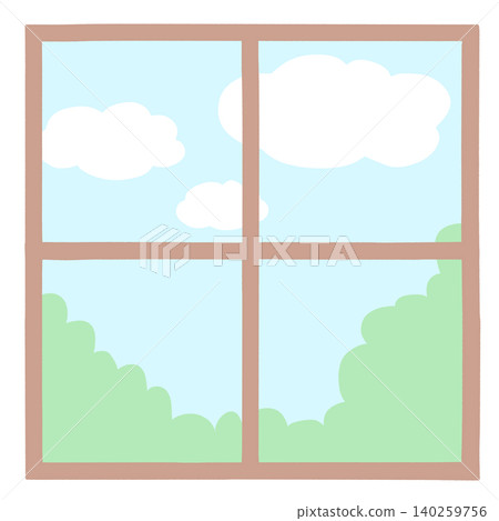 Square lattice window frame, sunny Square lattice window frame, sunny 140259756