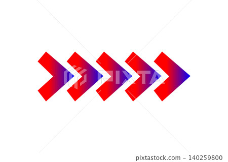 Row Of Red-Blue Chevron Arrows Pointing Right Symbolizing Forward Direction And Progress 140259800