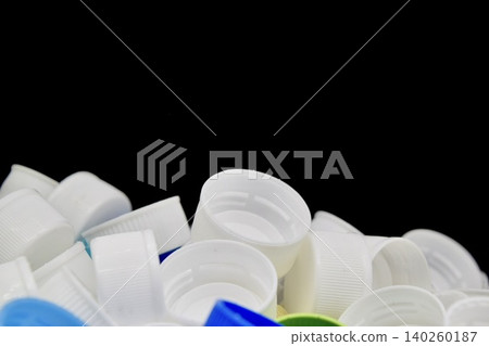 Plastic bottle cap (black background) Plastic bottle cap (black background) 140260187
