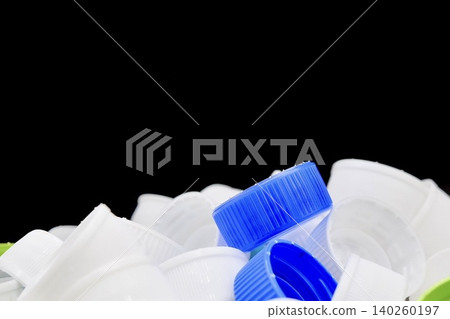 Plastic bottle cap (black background) Plastic bottle cap (black background) 140260197
