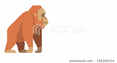 Orangutan primate wild animal side profile with orangutan wildlife illustration standing creature conservation endangered wilderness minimalist character isolated colorful mammalian Orangutan primate wild animal side profile with orangutan wildlife illustration standing creature conservation endangered wilderness minimalist character isolated colorful mammalian 140260234