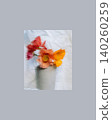 Painterly Still Life with Flowers in White Vase 140260259