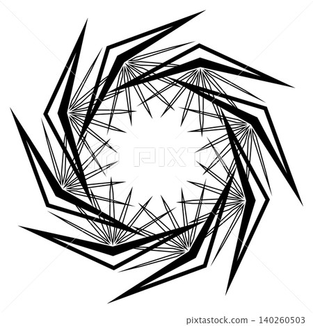 Black geometric mandala tattoo. Broken rays star Black geometric mandala tattoo. Broken rays star 140260503
