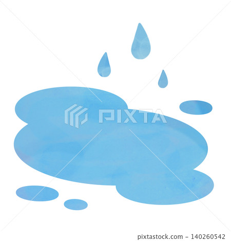 Watercolor-style illustration of puddles and raindrops Watercolor-style illustration of puddles and raindrops 140260542