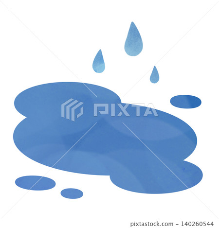 Watercolor-style illustration of puddles and raindrops Watercolor-style illustration of puddles and raindrops 140260544