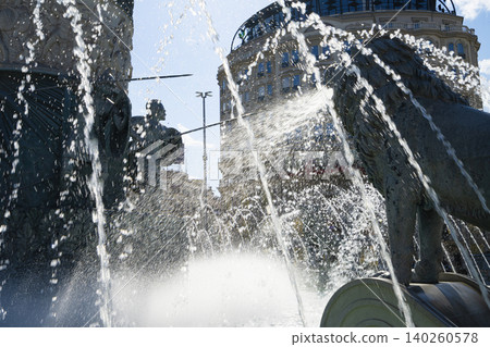 The large fountain with the monument to Alexander III of Macedonia in Skopje, North Macedonia The large fountain with the monument to Alexander III of Macedonia in Skopje, North Macedonia 140260578