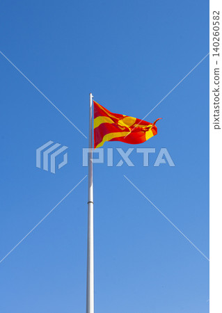he north macedonia red and yellow flag wave he north macedonia red and yellow flag wave 140260582