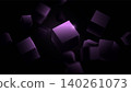 Abstract floating box chaotic in purple tone on dark background 140261073