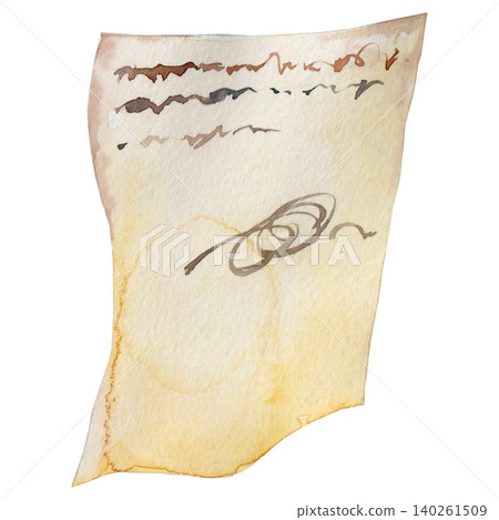 A stylized sheet of paper with a letter and signature written on it A stylized sheet of paper with a letter and signature written on it 140261509