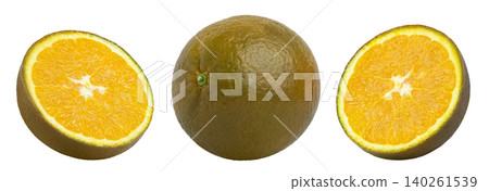 Chocolate orange and half of bronze orange isolated. Navel chocolate orange collection. Chocolate orange and half of bronze orange isolated. Navel chocolate orange collection. 140261539