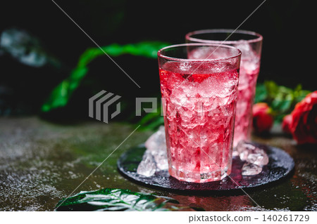 Red drink cocktail or lemonade Red drink cocktail or lemonade 140261729