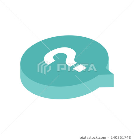 等距圖示插圖:問號對話框(俯視圖) 等距圖示插圖:問號對話框(俯視圖) 140261748